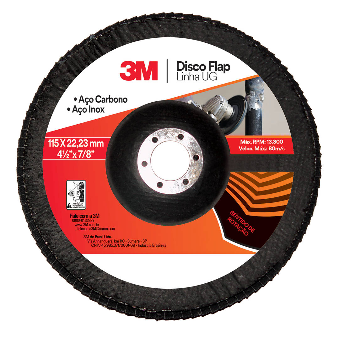 Disco Flap 3M™ UG – Diâmetro de 178 mm, Formato Cônico, grão 40