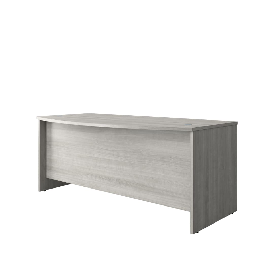 Cornerstone 71"W x 35.5"D Executive Bow Front Desk, Slate Gray