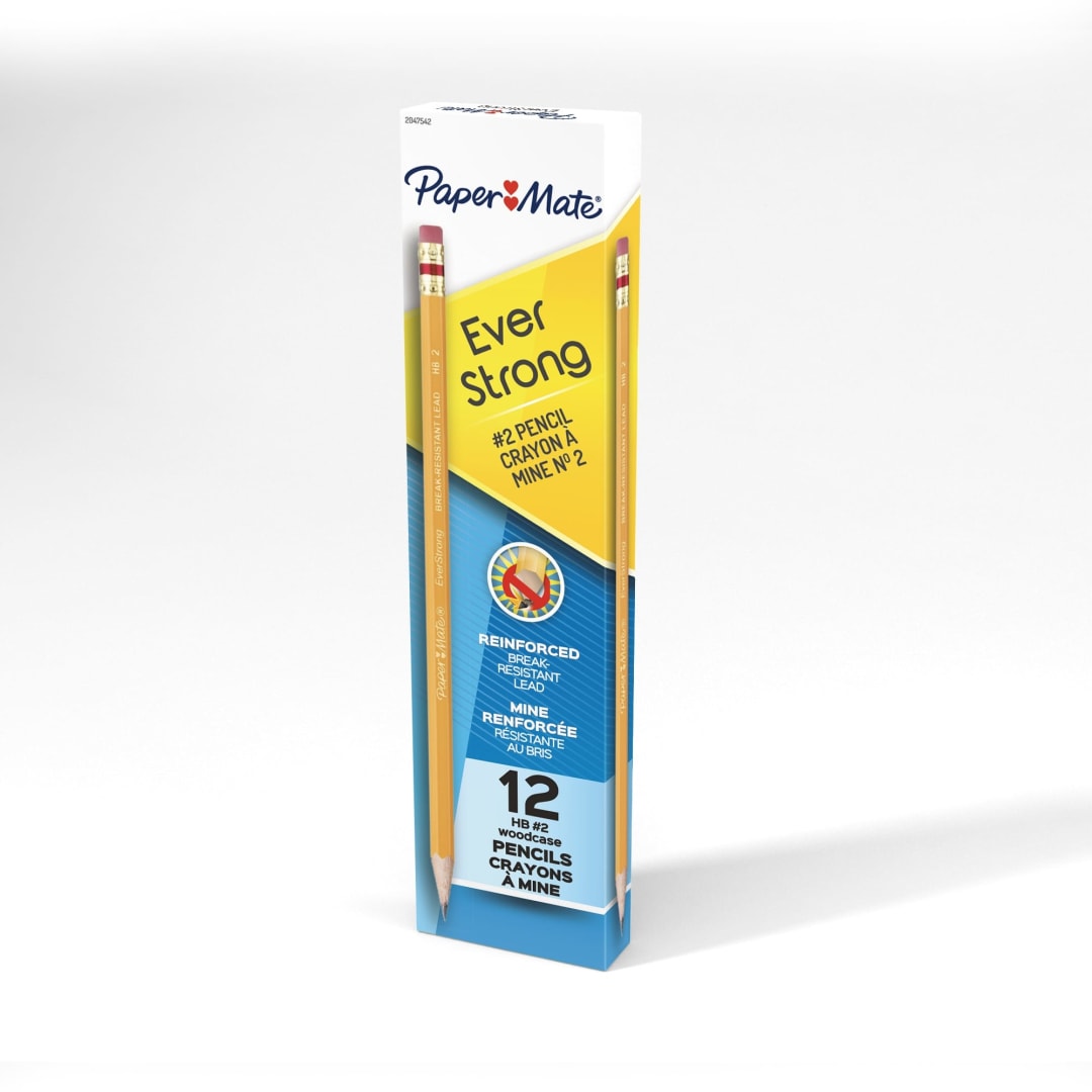 Paper Mate® EverStrong #2 Pencils, Reinforced, Break-Resistant Lead When Writing, 12-Pack