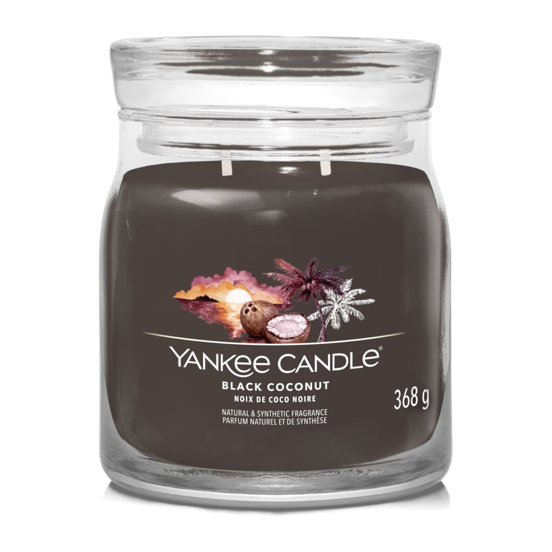 Yankee Candle® Signature Scented Candle | Black Coconut Medium Jar Candle with Double Wicks | Soy Wax Blend Long Burning Candle