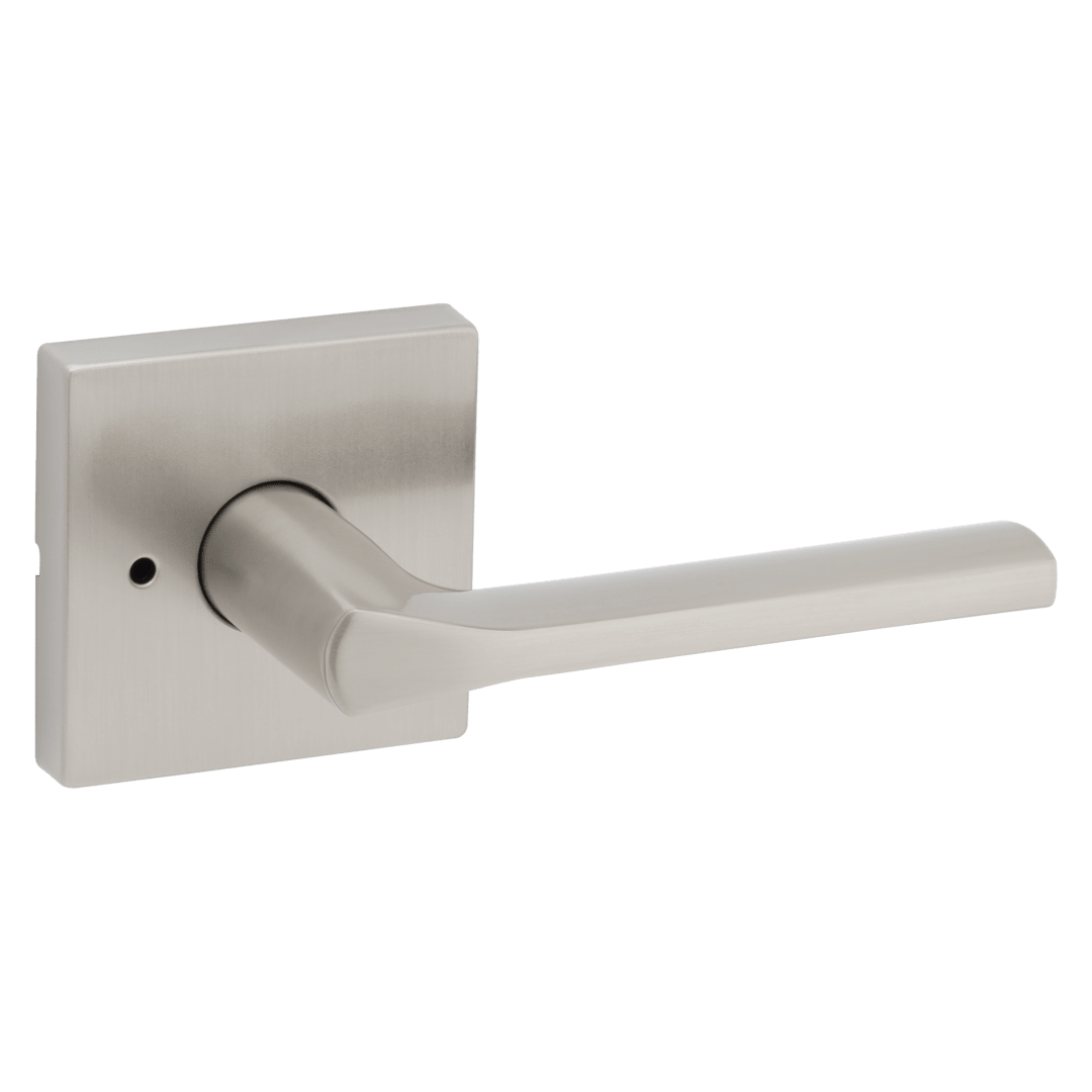Lisbon Bed/Bath Lever w/ Square Rose in Satin Nickel