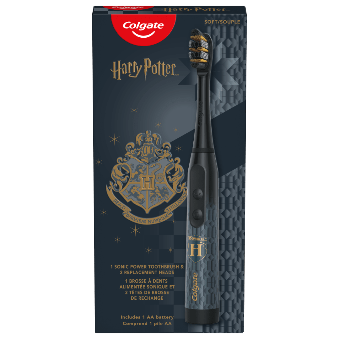 Colgate Harry Potter Adult Battery Powered Electric Toothbrush with 2 Brush Heads, Soft