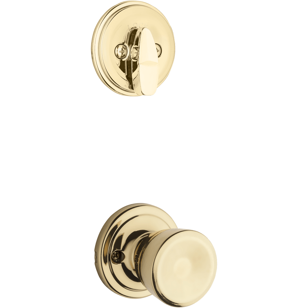 966 Single Cylinder Interior Pack w/Abbey Knob for Signature Series Handlesets in Polished Brass