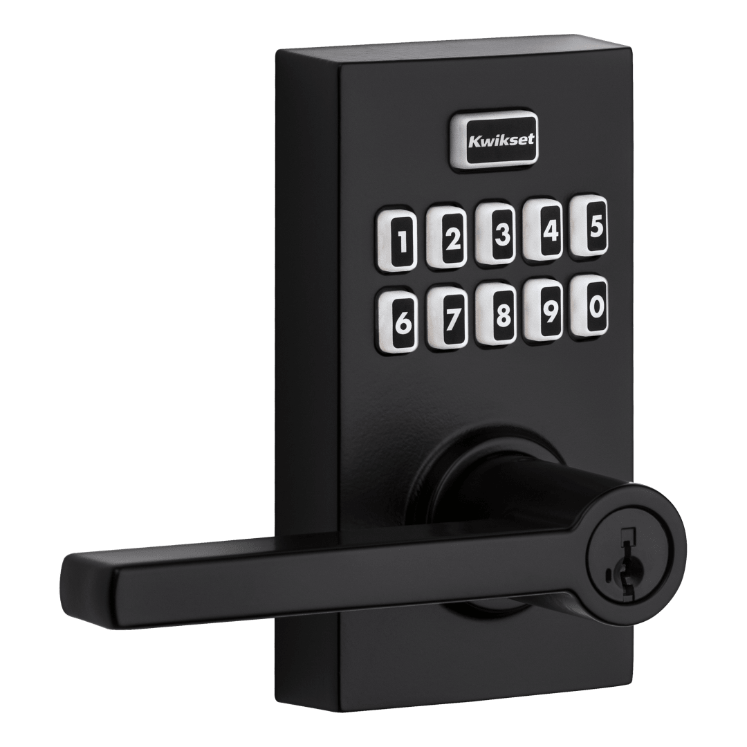 917 SmartCode® Contemporary Electronic Residential Lever featuring SmartKey Security™ ™ in Matte Black