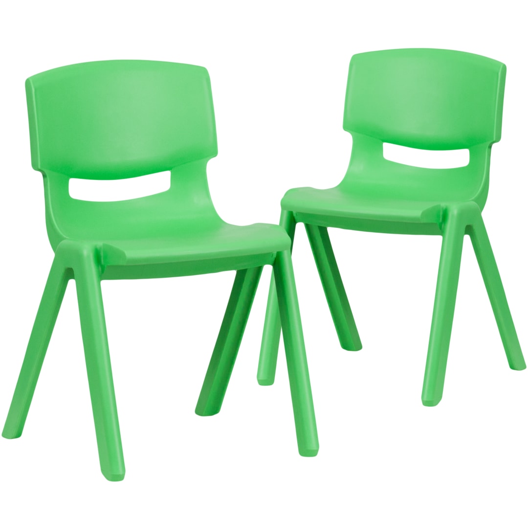 Whitney 2 Pack Green Plastic Stackable School Chair with 13.25" Seat Height