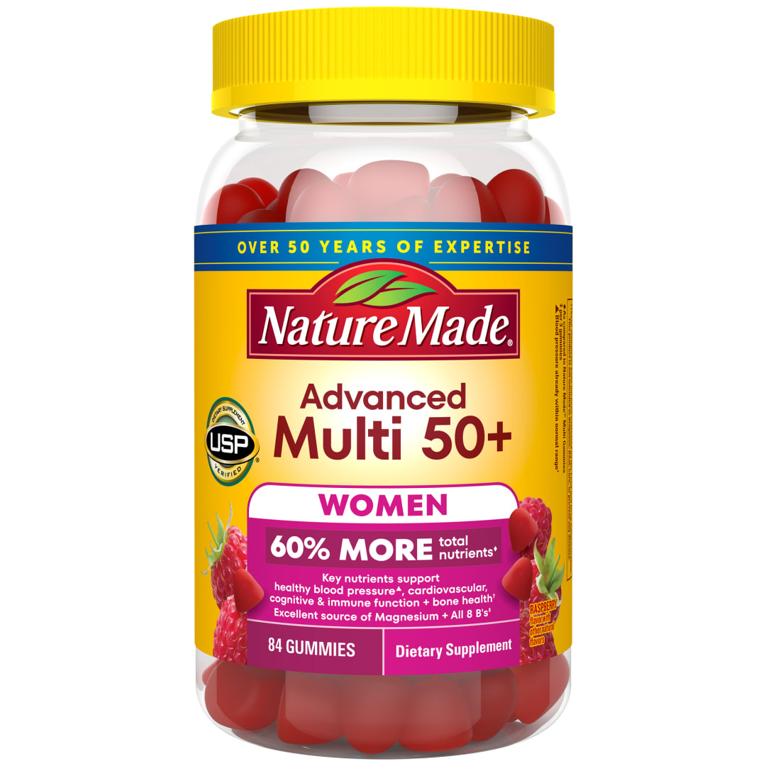 Nature Made Advanced Multivitamin Gummies 50 + for Women, Womens Multivitamins Gummies with Magnesium Citrate, Vitamin D3, Zinc, Calcium and All 8 B Vitamins, 84 Count, 28 Day Supply