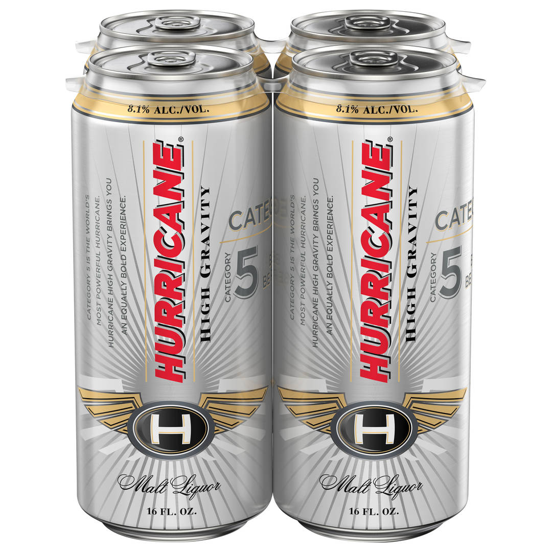 Hurricane High Gravity Malt Liquor, 4 Pack 16 fl. oz. Cans, 8.1% ABV