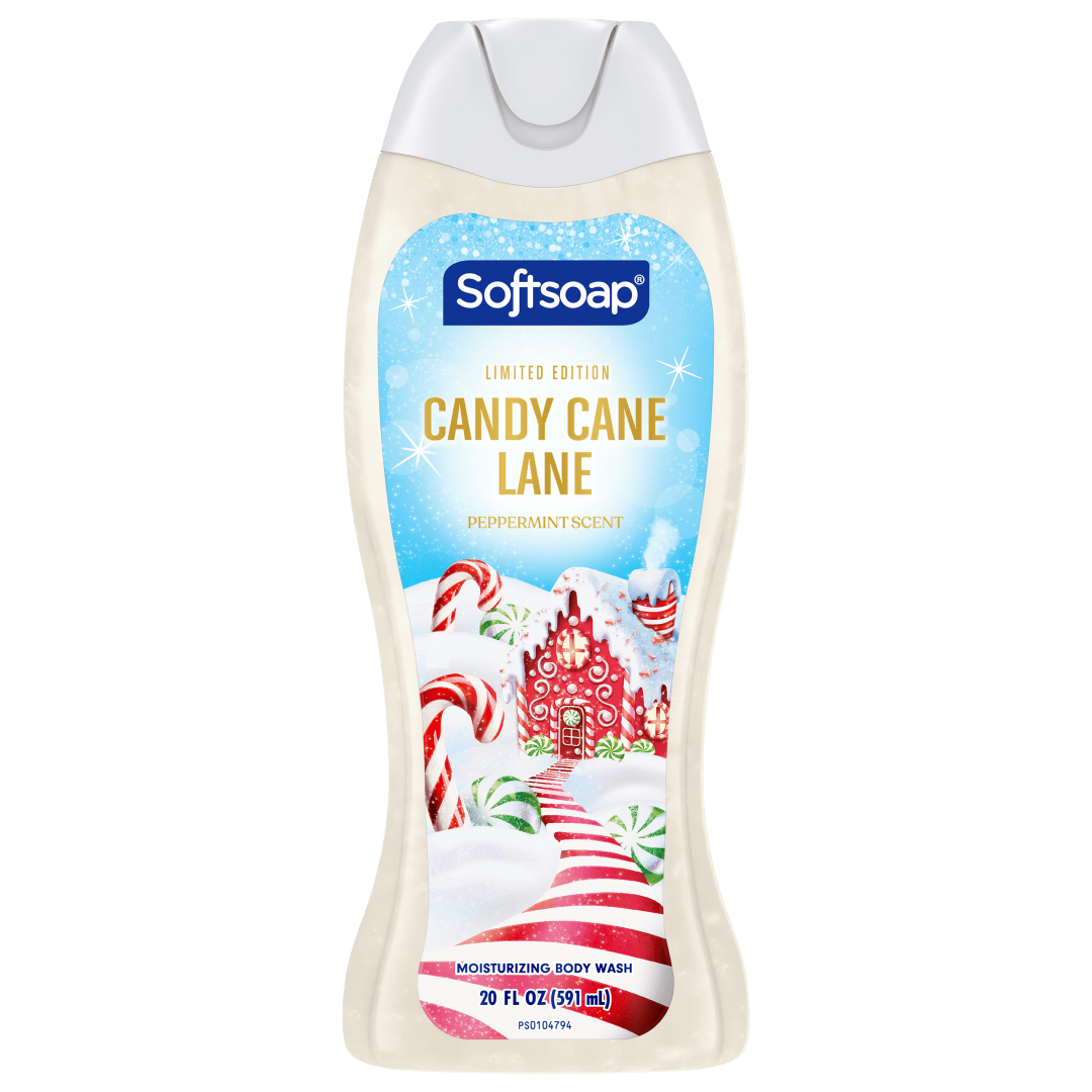Softsoap Limited Edition Candy Cane Lane Body Wash, pH Balanced Moisturizing Body Wash, Peppermint Scent, 20 fl oz