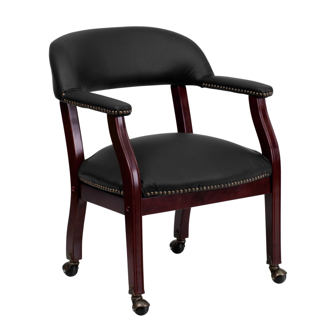Diamond Black LeatherSoft Conference Chair with Accent Nail Trim and Casters