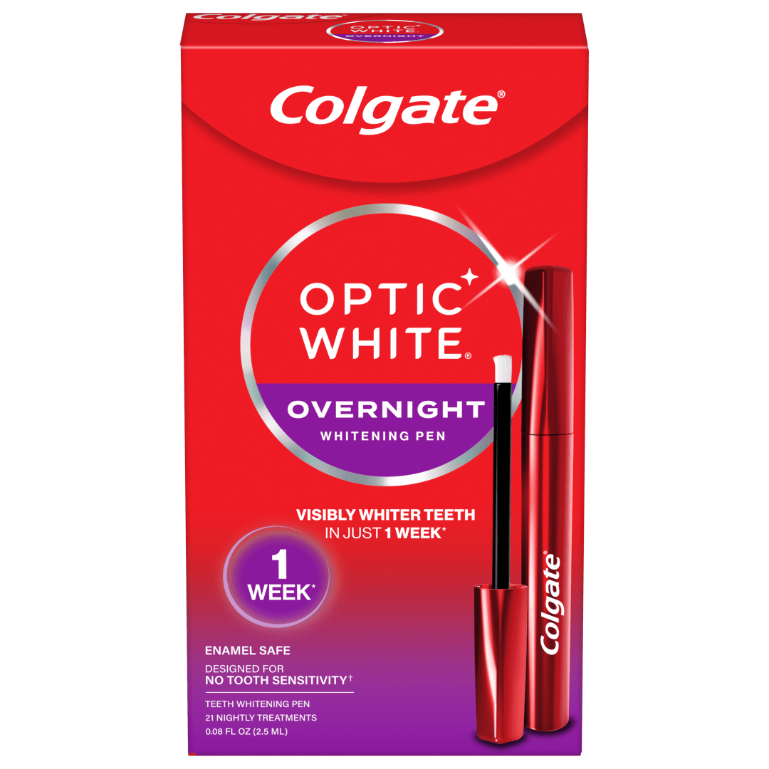 Colgate Optic White Overnight Teeth Whitening Pen with Hydrogen Peroxide, 0.08 OZ