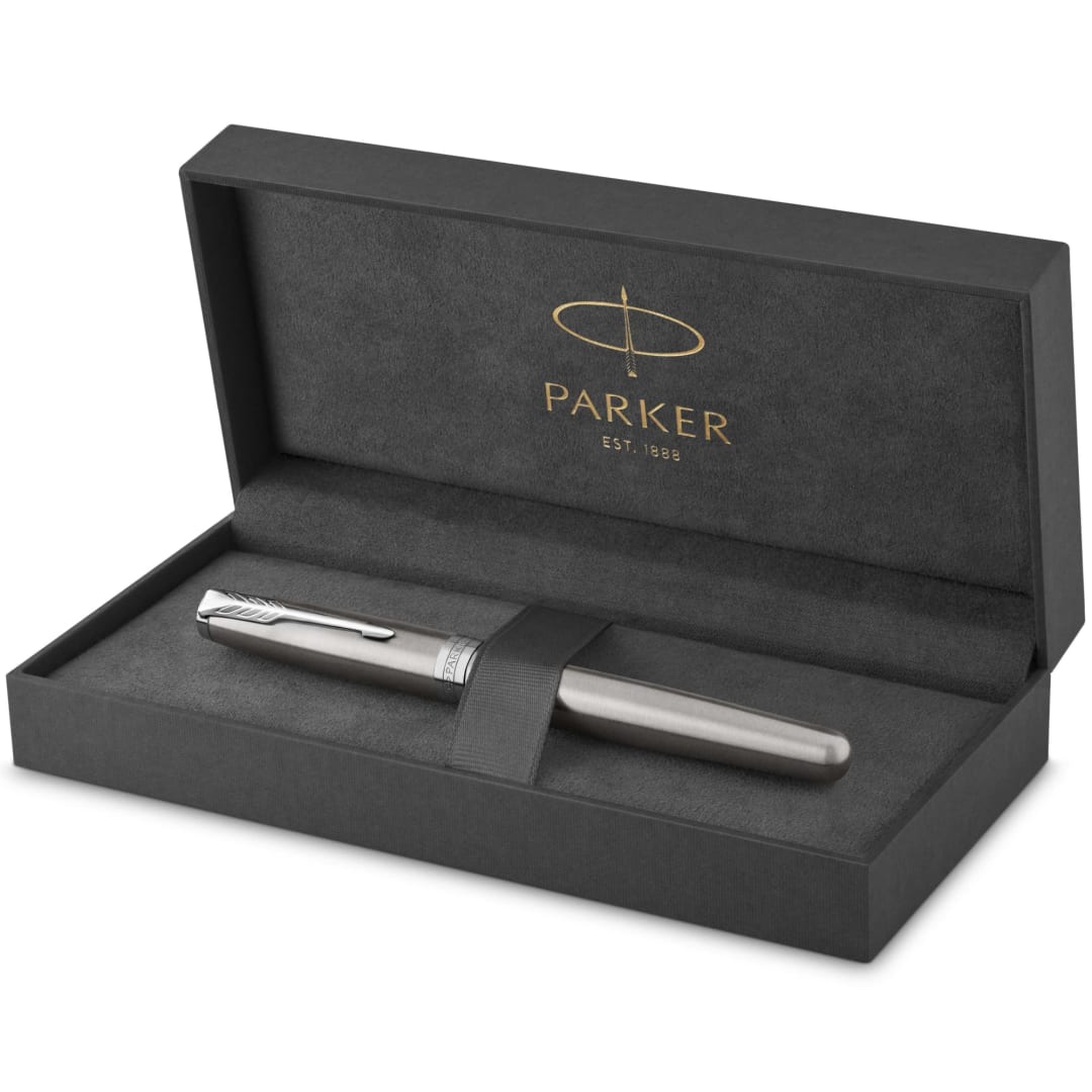 Parker Sonnet RollerBall® Pen | Stainless Steel with Palladium Trim | Fine Point Black Ink | Gift Box