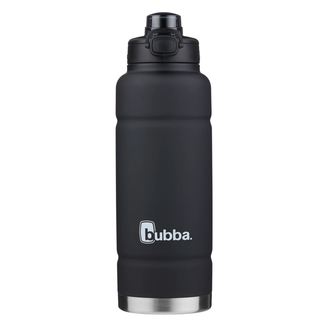 bubba® Trailblazer Vacuum-Insulated Stainless Steel Water Bottle with Push Button Lid, Rubberized Licorice, 40 oz