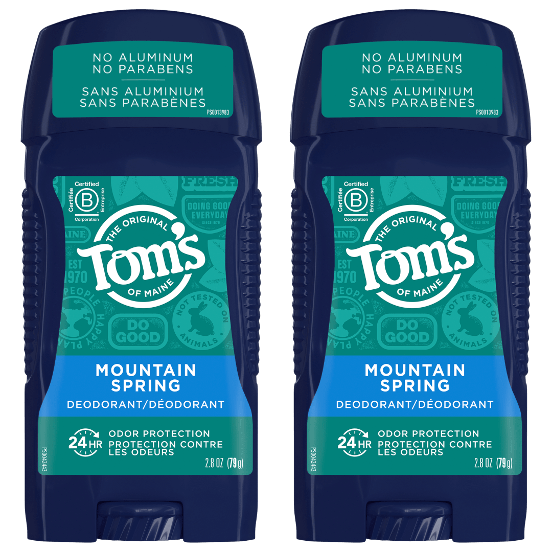 Tom's of Maine Long-Lasting Aluminum-Free Natural Deodorant for Men, Mountain Spring, 2.8 oz. 2-Pack