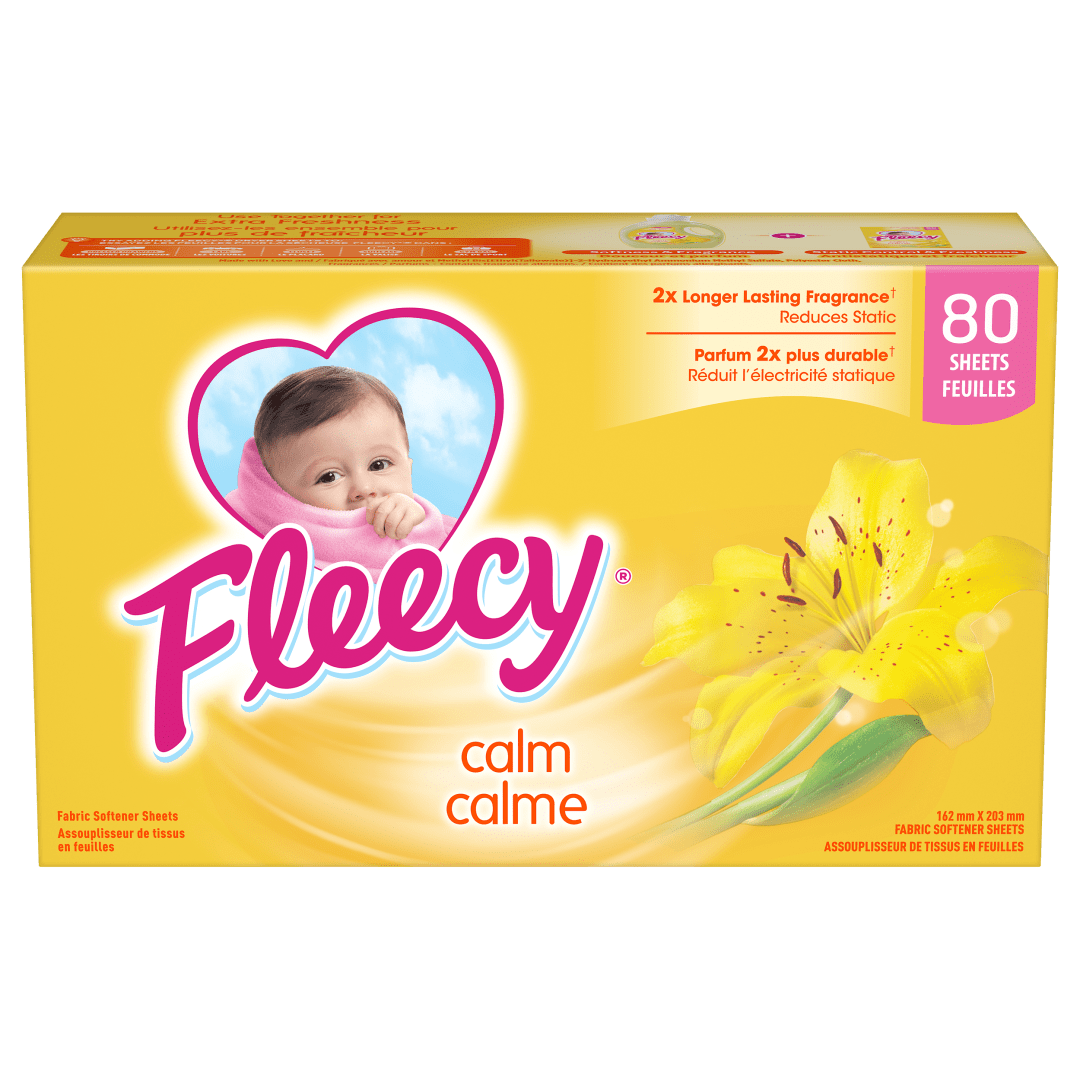 Fleecy Aroma Therapy Fabric Softener Dryer Sheets, Calm, 80 sheets