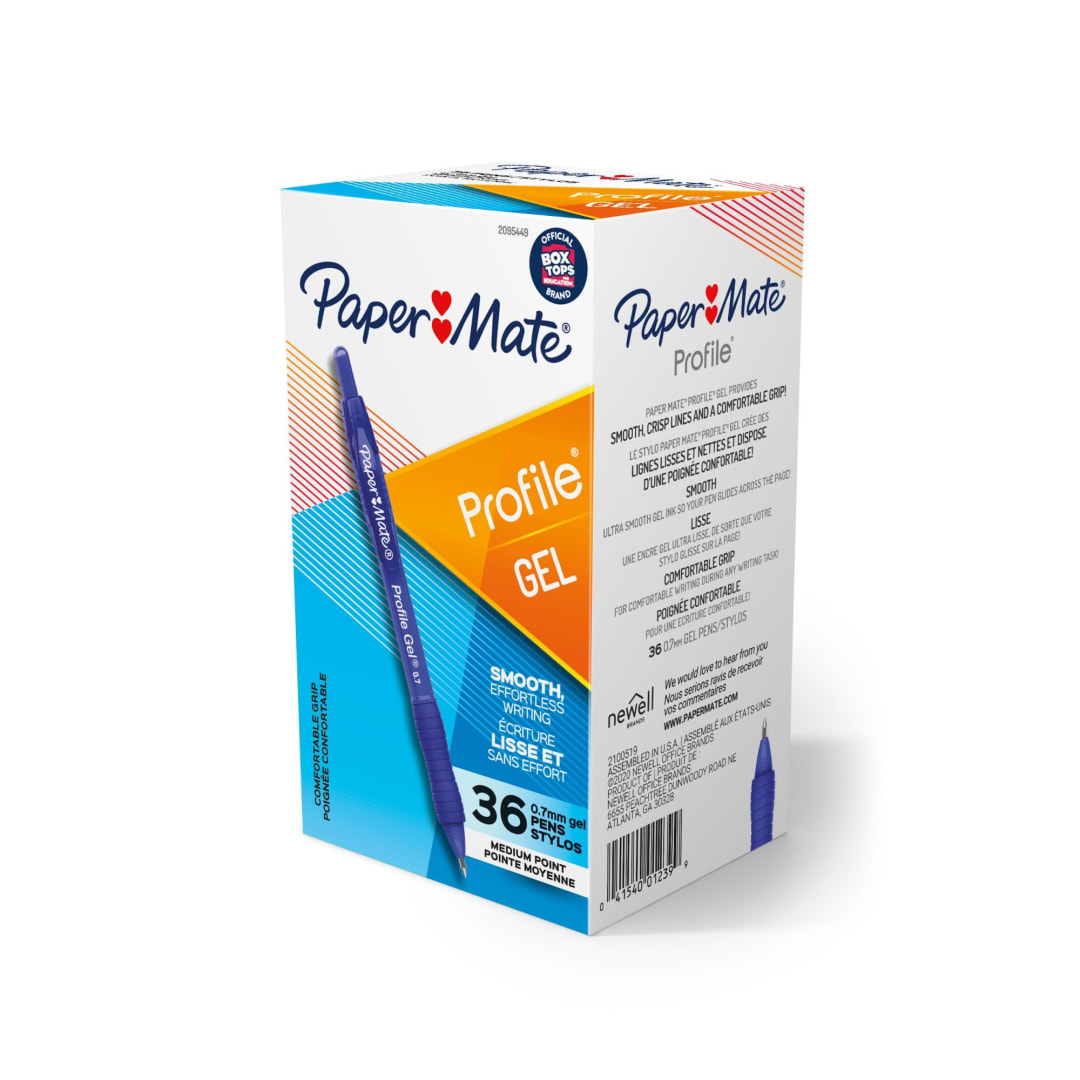 Paper Mate® Gel Pen, Profile Retractable Pen, 0.7mm, Blue, 36 Count