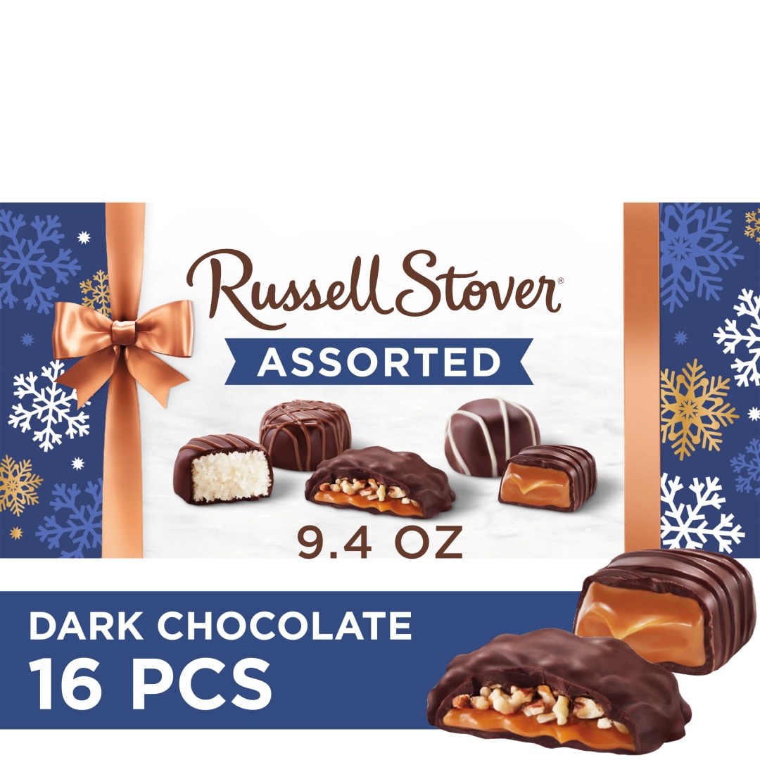 RUSSELL STOVER Christmas Dark Chocolate Candy Assortment Gift Box, 9.4 oz.