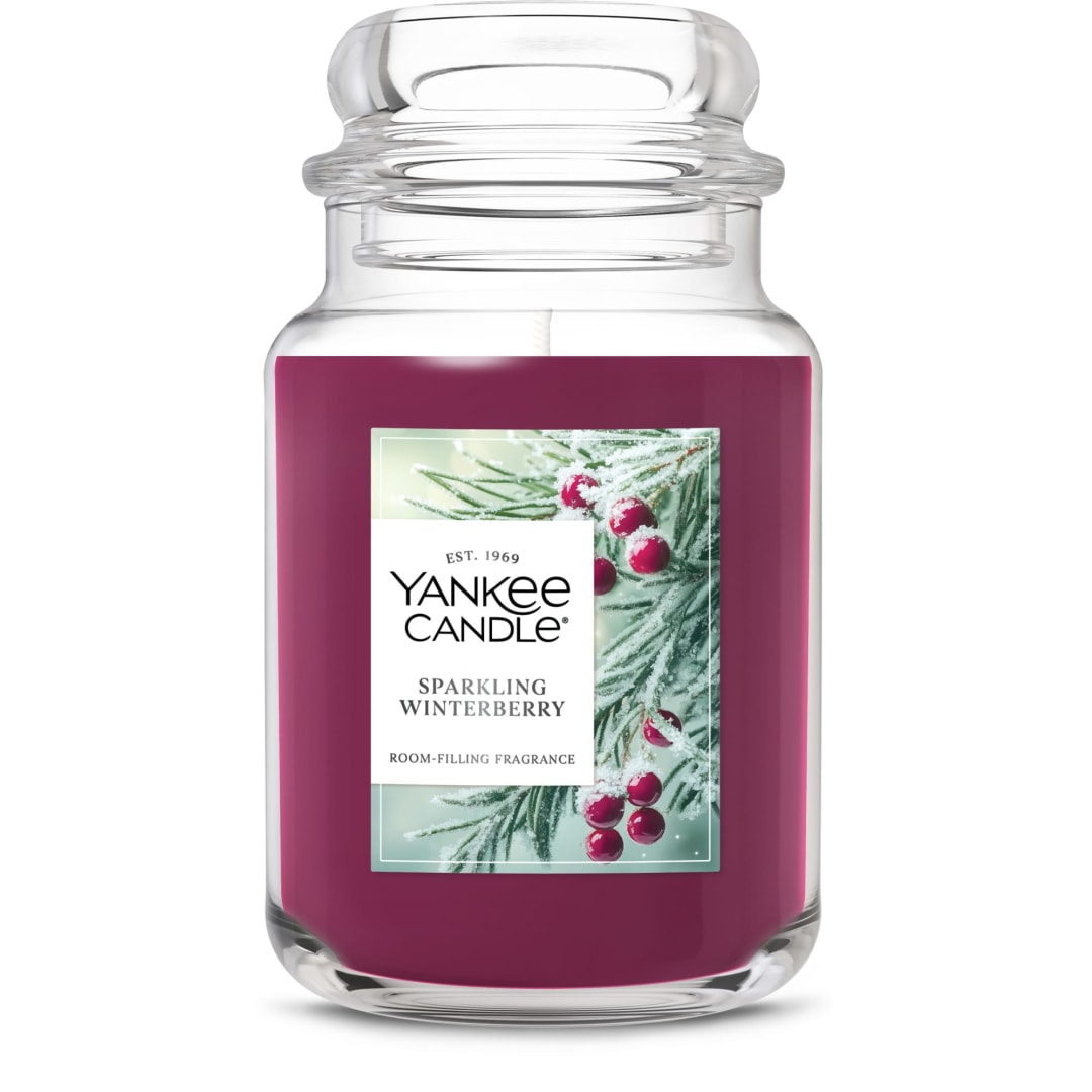 Yankee Candle® Sparkling Winterberry Scented Candle, 22oz Large Jar with up to 150 Hour Burn Time, Great for gifting, Holidays