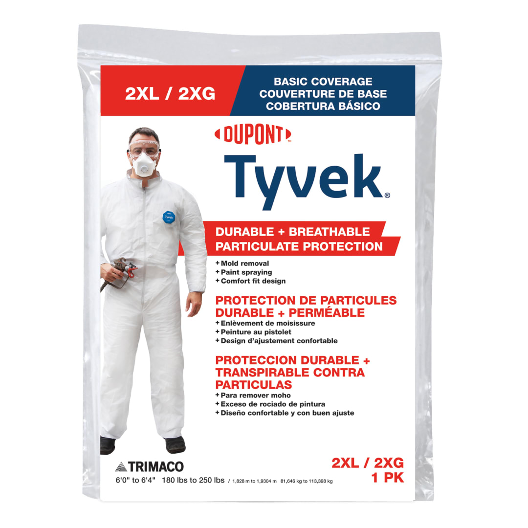 Tyvek® Disposable Coveralls with No Elastic, 2XL