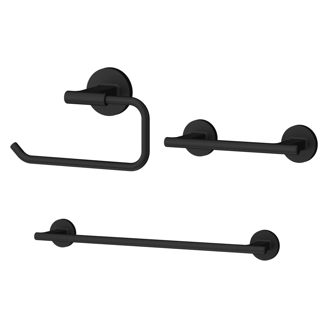 Fullerton 3 Piece Bath Accessory Kit with 18 in. Towel Bar in Matte Black