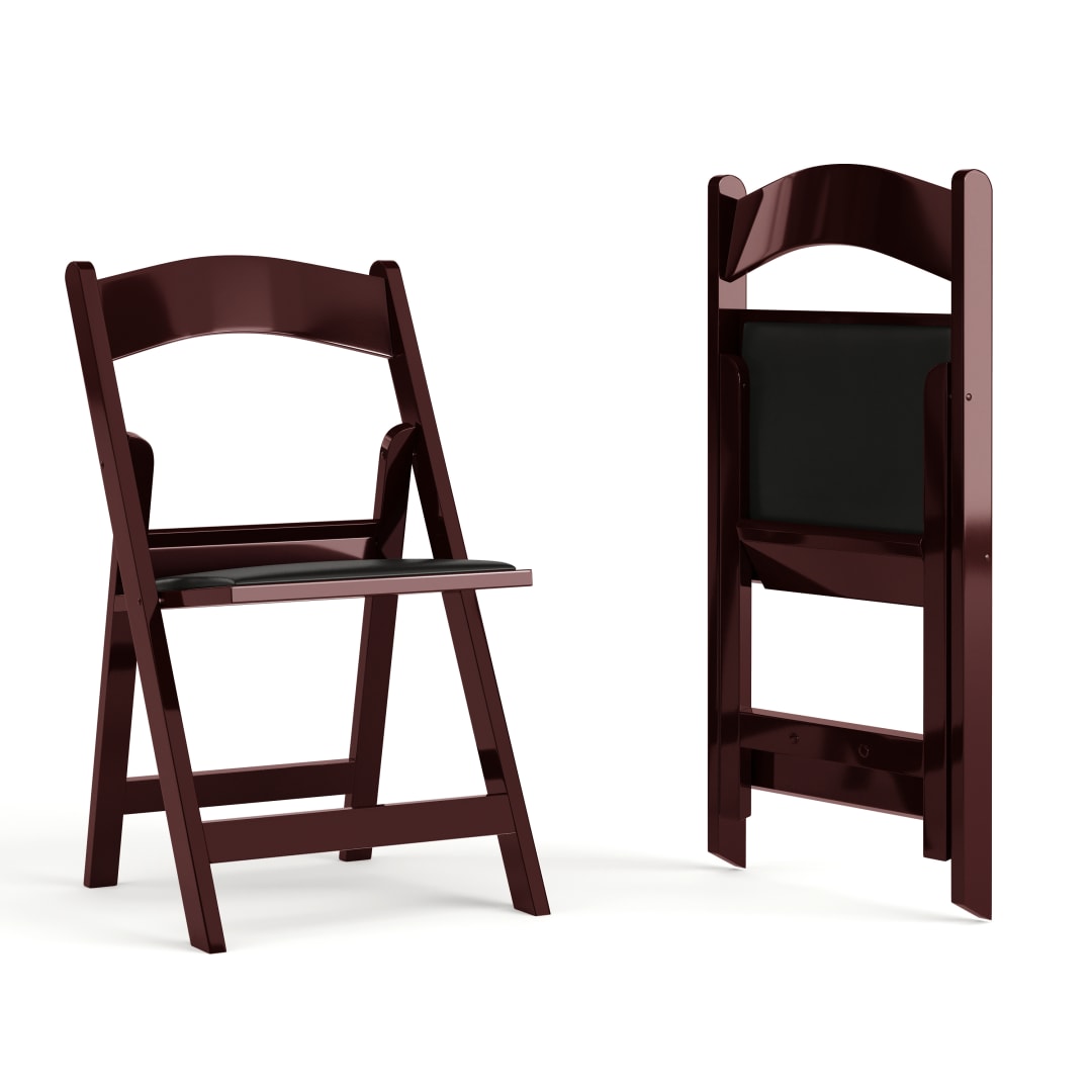 Hercules Folding Chair - Red Mahogany Resin - 2 Pack 800LB Weight Capacity Comfortable Event Chair - Light Weight Folding Chair