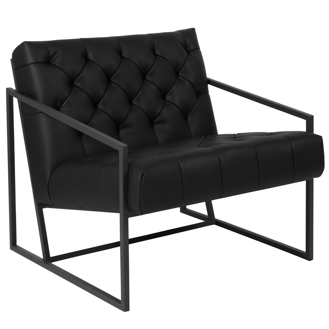 HERCULES Madison Series Black LeatherSoft Tufted Lounge Chair