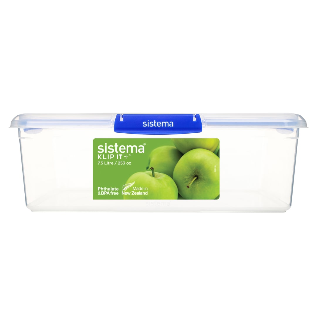 Sistema KLIP IT PLUS recipiente rectangular para guardar alimentos | 7,5 l | Fiambrera con tapa para alimentos herméticaapilable y apta para el frigorífico y el congelador | Sin BPA