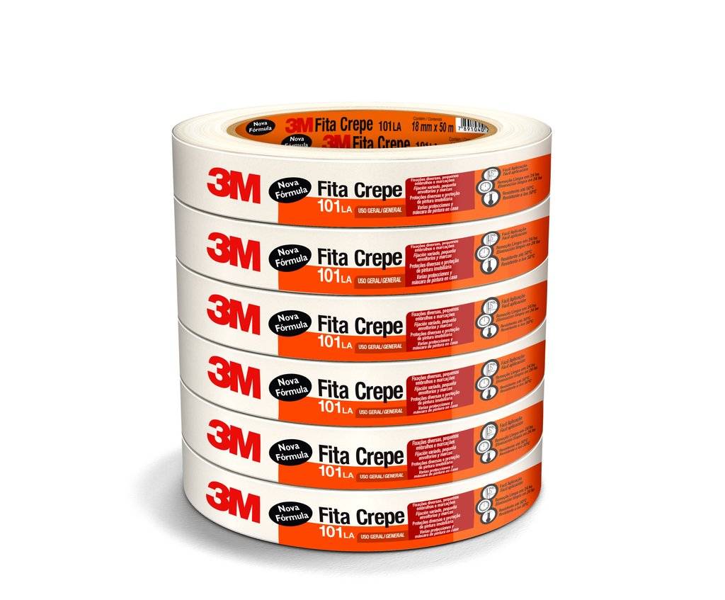 Fita Crepe 3M™ 101LA, Rolo de 18 mm x 50 m