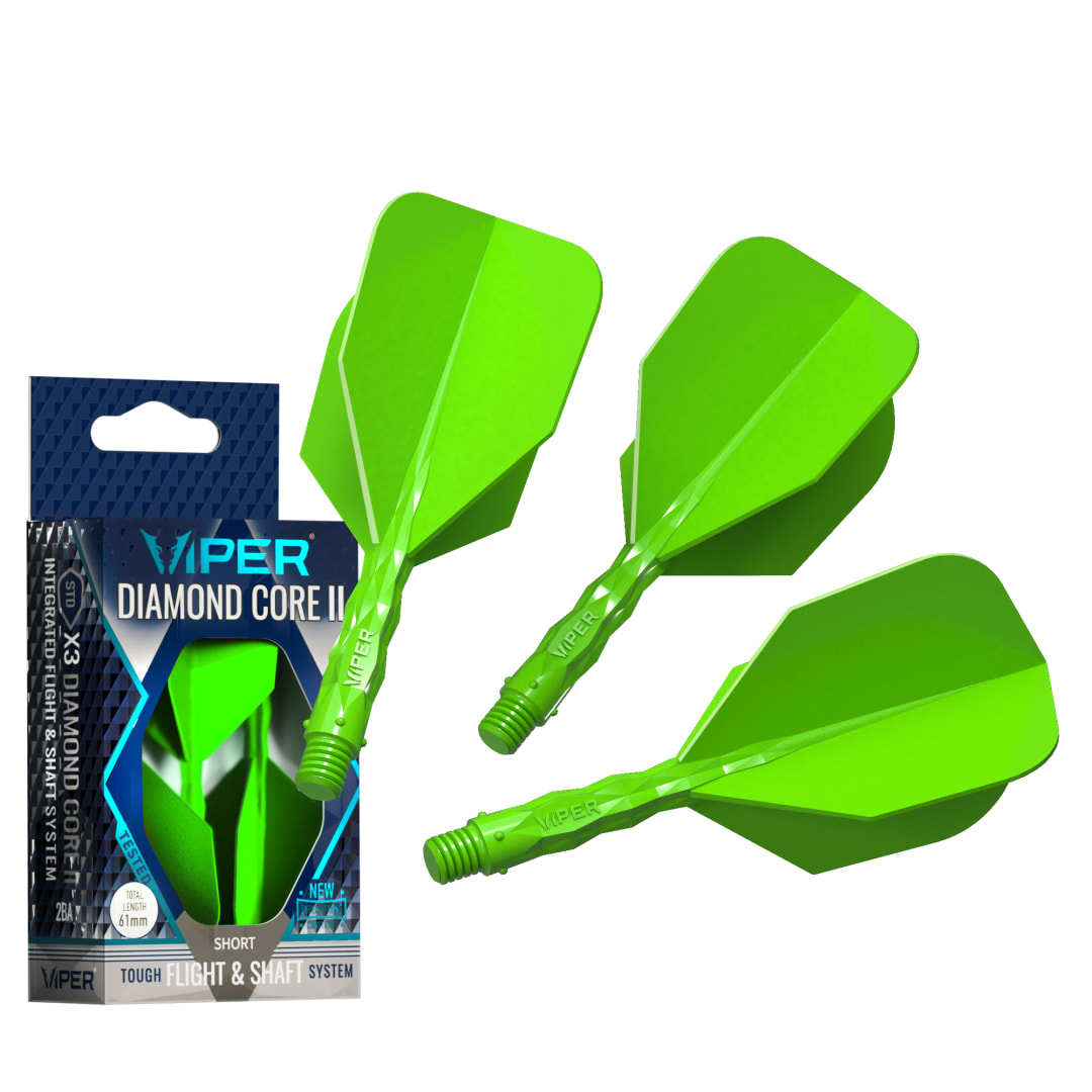 Viper Diamond Core II Integrated Dart Flight & Shaft System - Short Shaft, Standard Flight - Neon Green
