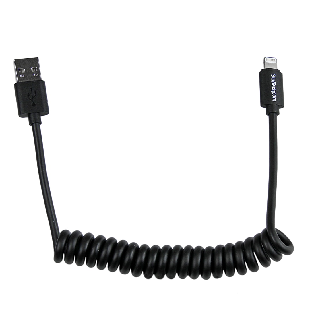 60cm (2ft) Coiled Black iPad Mini Cable