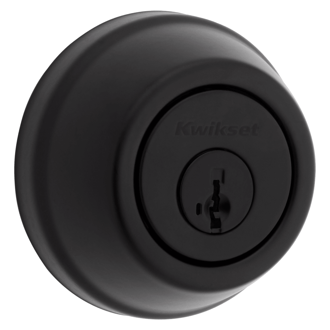 782 Single Cylinder Round Deadbolt in Matte Black featuring SmartKey Security