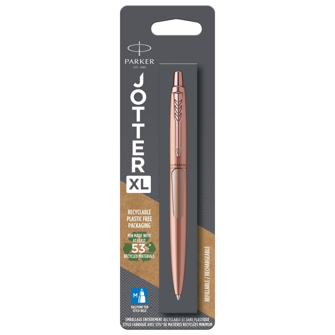 Parker Jotter XL Ballpoint Pen, Monochrome Matte Rose Gold, Medium Point, Blue Ink, Blister Pack