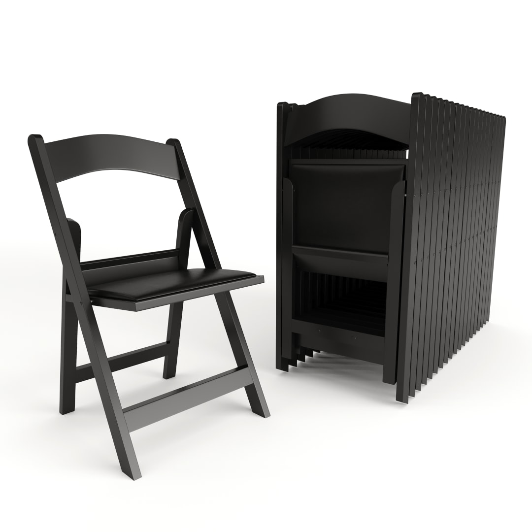 Hercules Folding Chair - Black Resin - 20 Pack 800LB Weight Capacity Comfortable Event Chair - Light Weight Folding Chair
