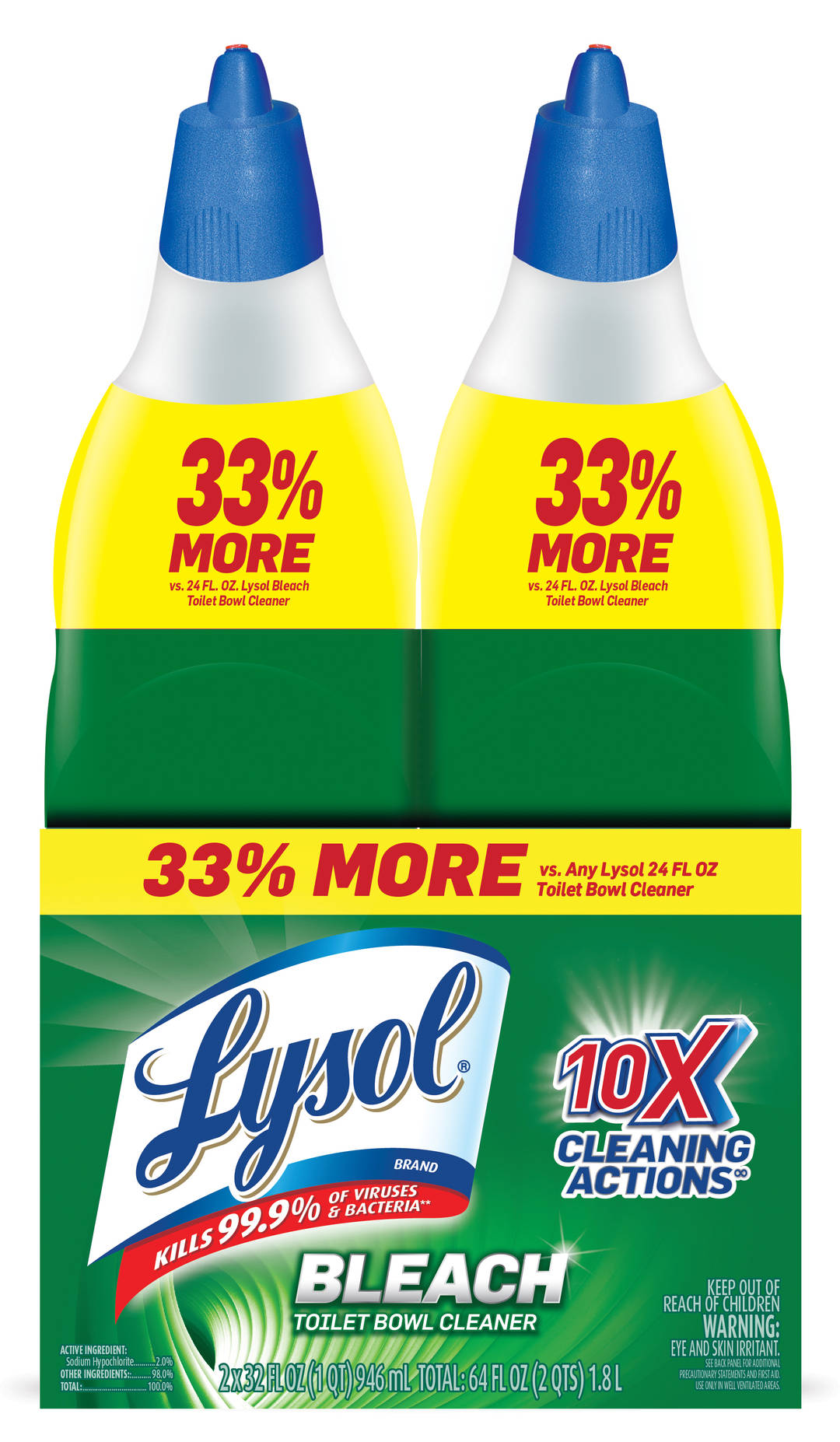 LYSOL® Toilet Bowl Cleaner - with Bleach Twin Pack 2/(2x32) oz.