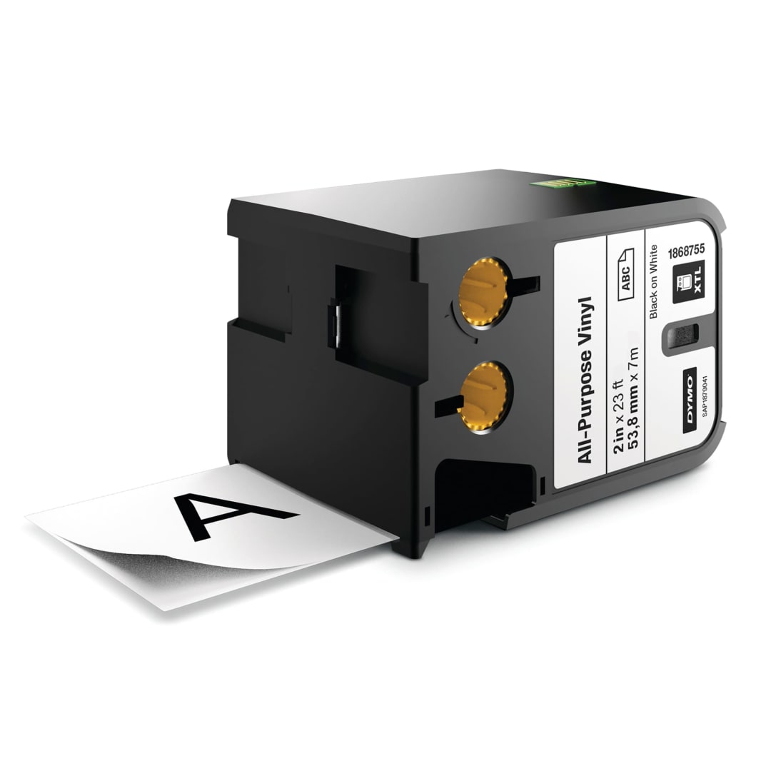 DYMO® XTL All-Purpose Vinyl Labels, 1/2" x 23', Black on Clear