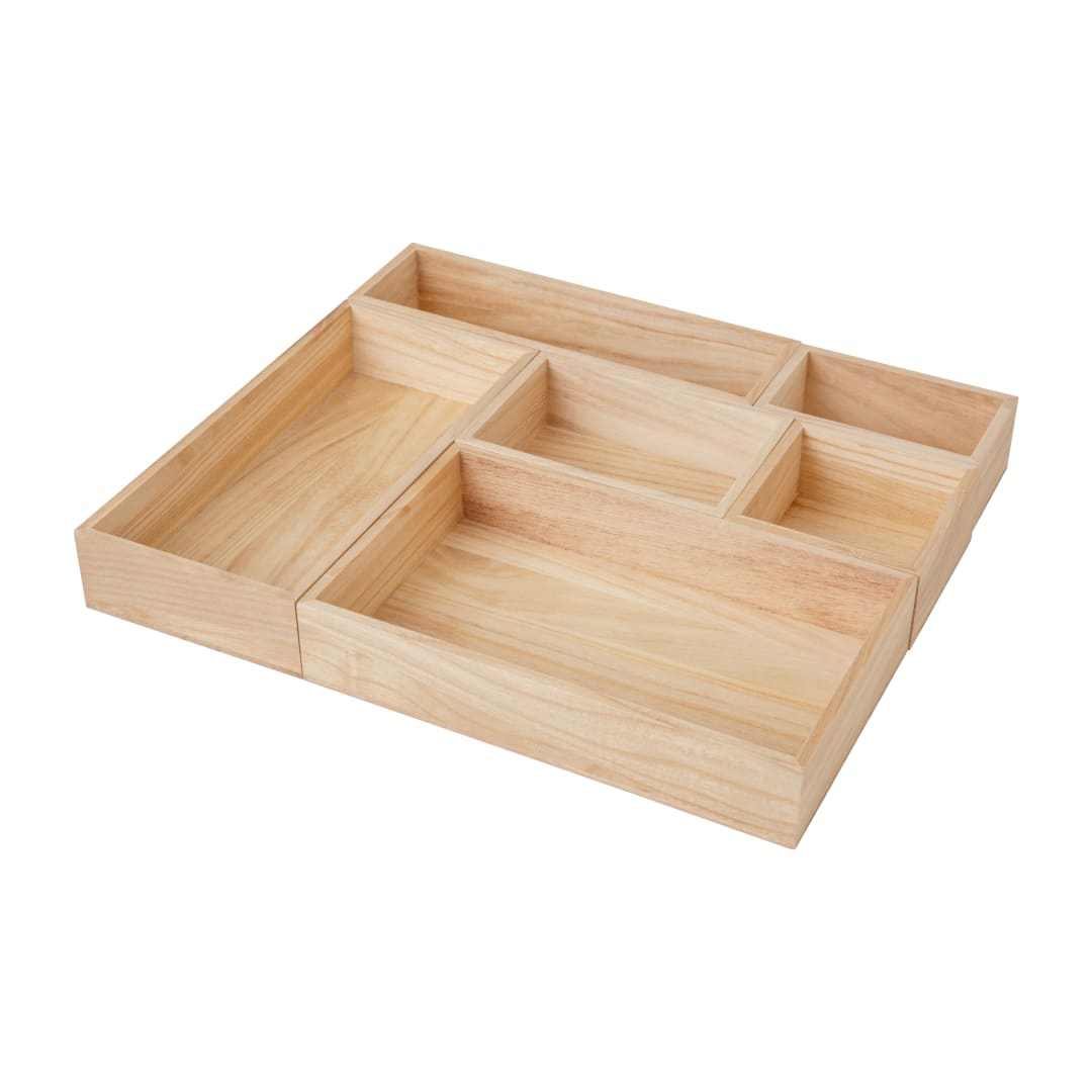 Enzo 6 Piece Wooden Desk Drawer Organizer Set in Light Natural