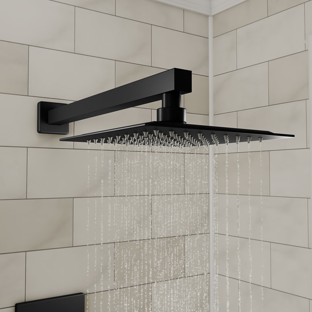 Ascend Ultra-Thin Square Shower Head - 12 in., Matte Black