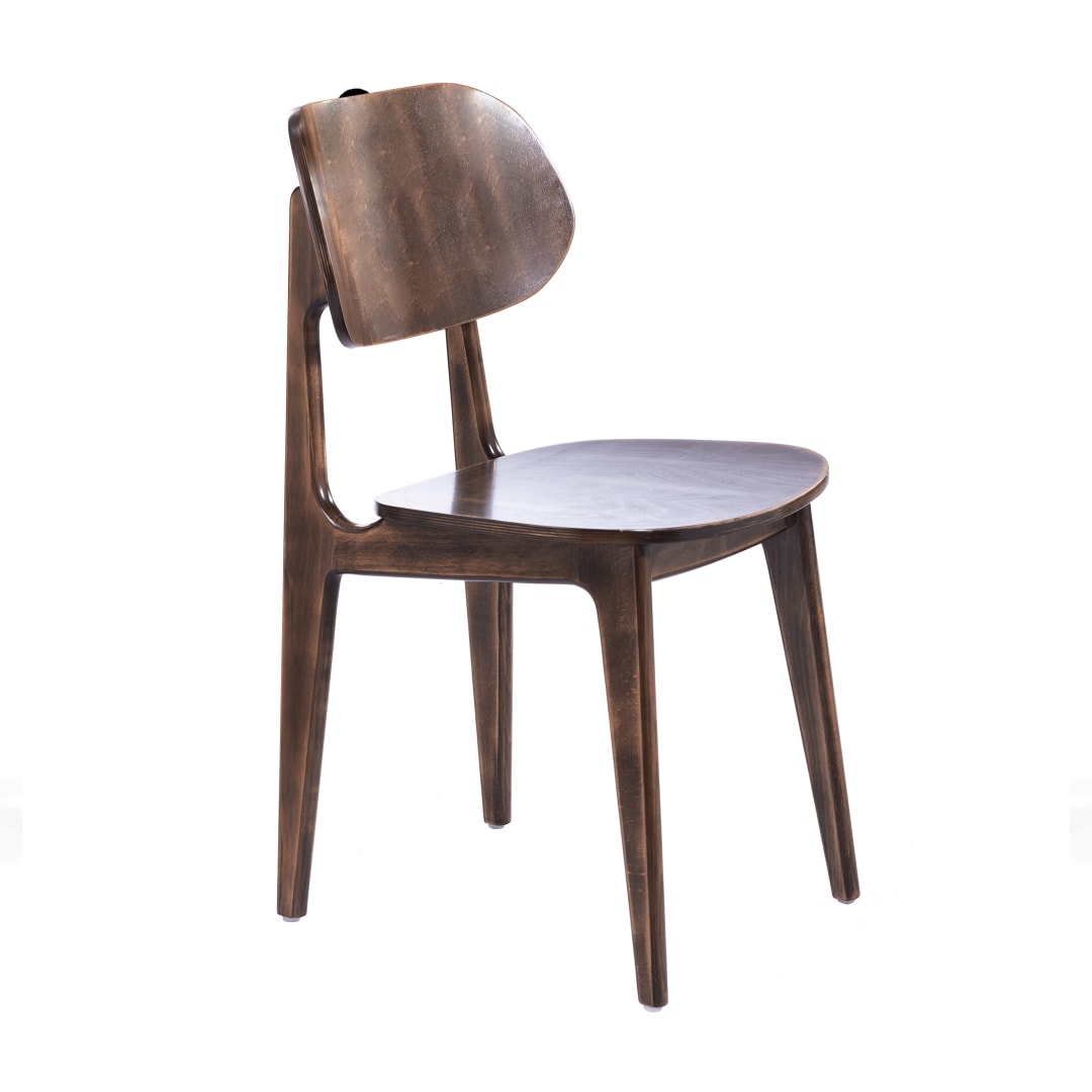 Verona Commercial Grade Solid Wood Dining Chair with Curved Oval Backrest in Antique Copper