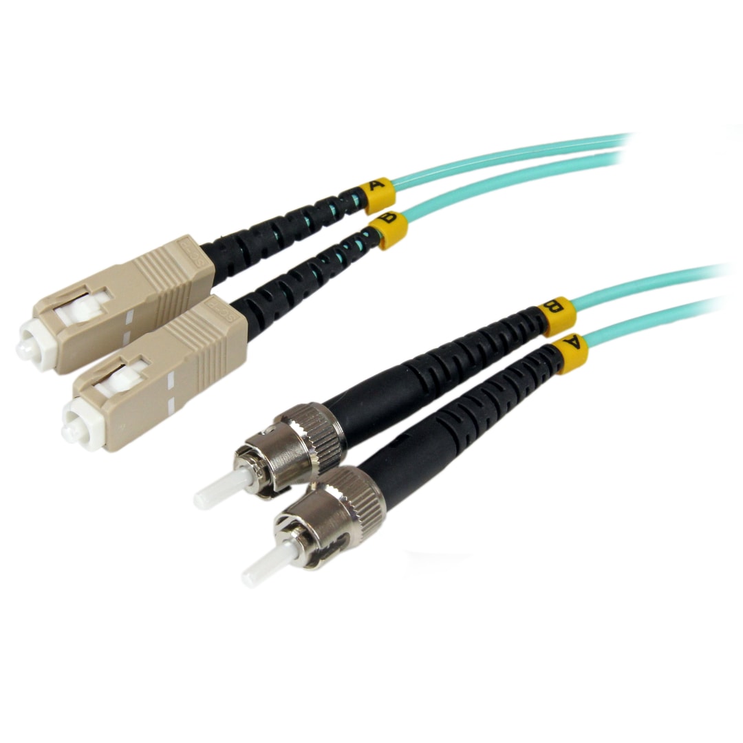 10m 10Gb Aqua SC/ST Duplex 50/125 Multimode LSZH Fiber Cable