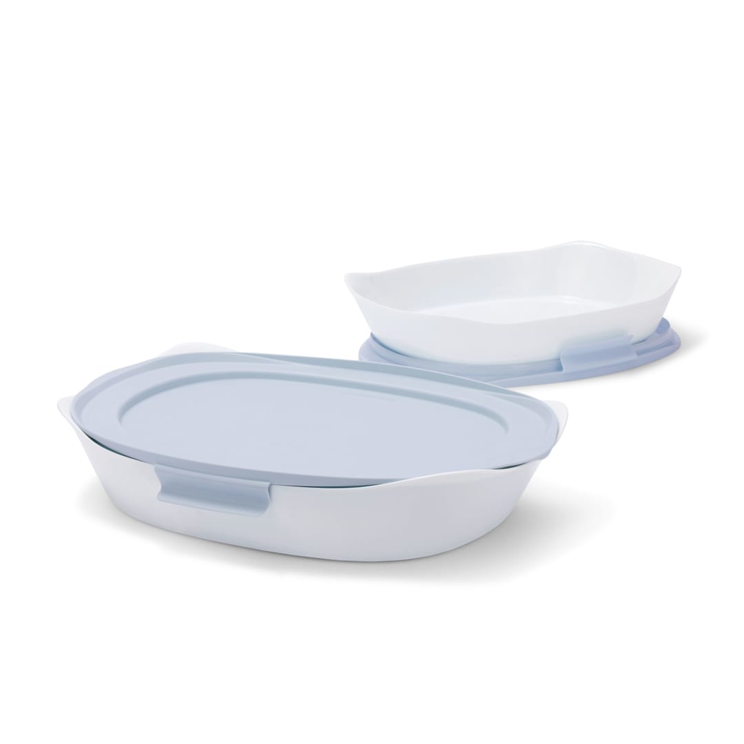 Rubbermaid® DuraLite™ Glass Bakeware, 4-Piece Set, Baking Dishes or Casserole Dishes, 2.5-Quart and 1.5-Quart (with Lids)