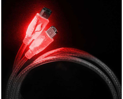 6' Red LED IEEE-1394 FireWire Cable, 6-6 pin