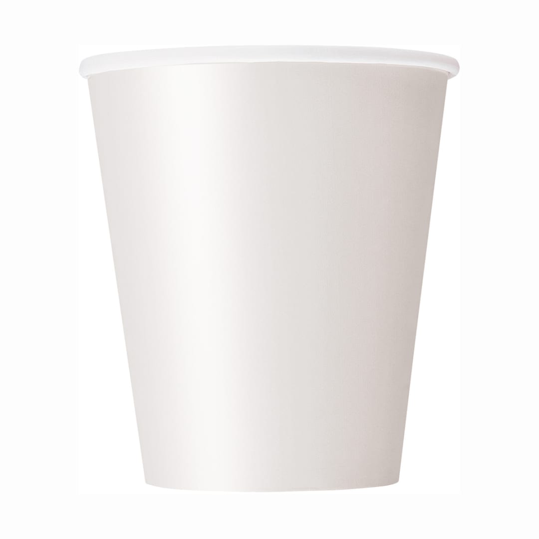 Bright White Solid 9oz Paper Cups, 8ct