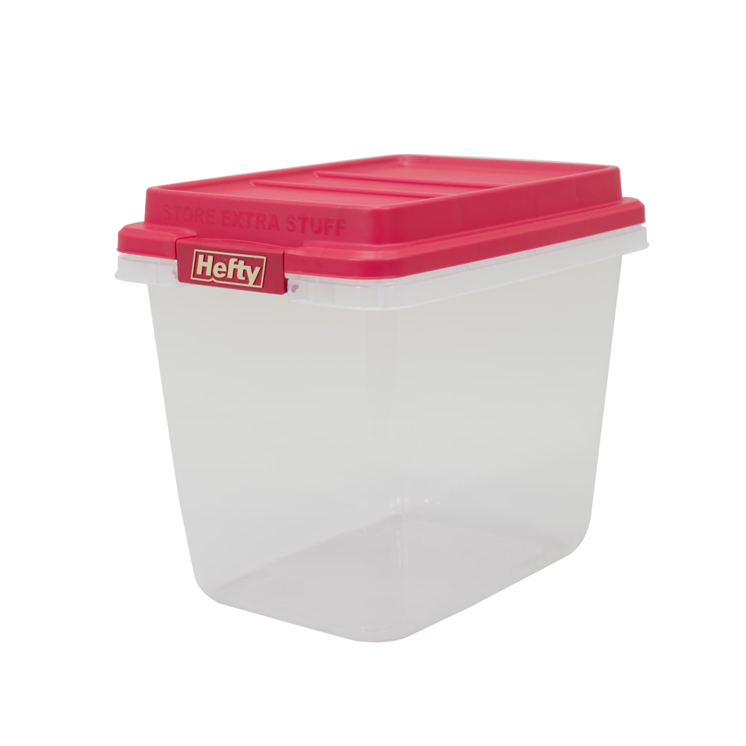 Hefty Holiday 32 Qt. Clear Storage Bin, Red Lid