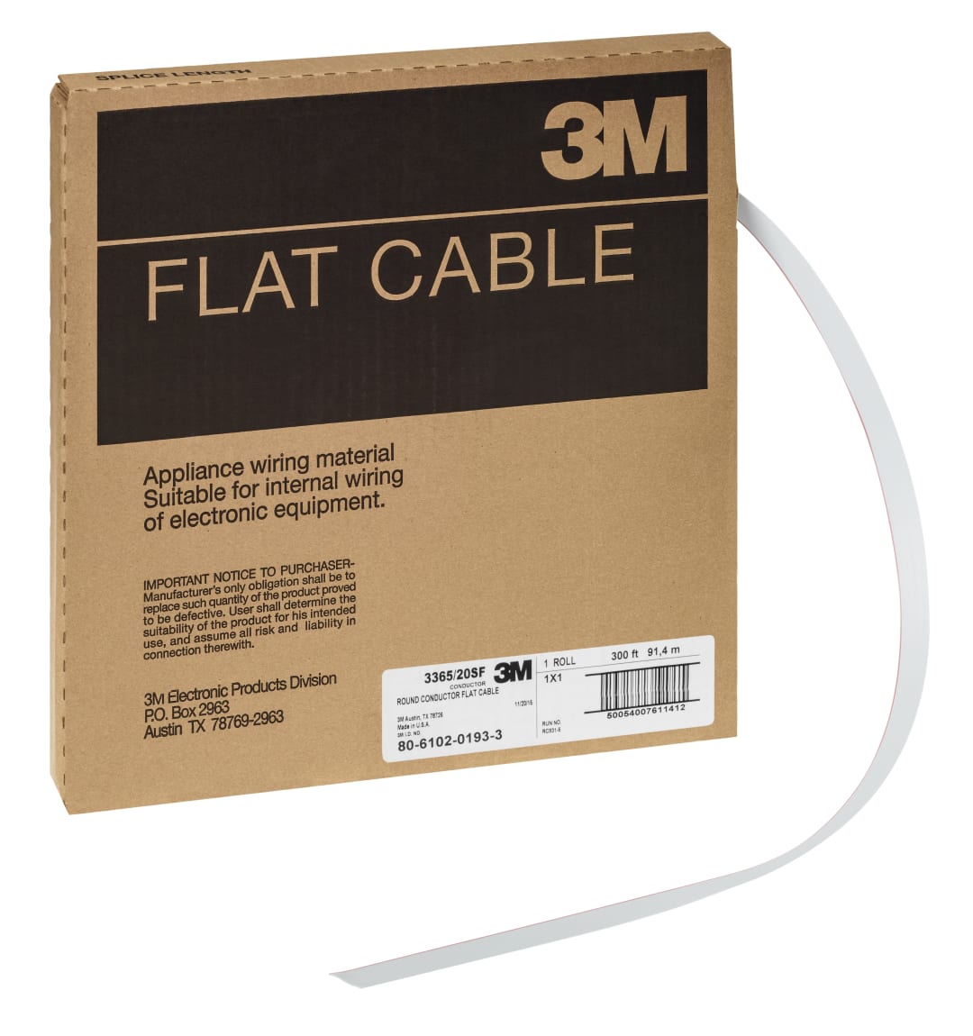 3M™ 3365/20 SF, Flachbandkabel, 20-polig, 3365 Serie, Litzenleiter, 1,27 mm, Grau, 90,5 m/Rolle