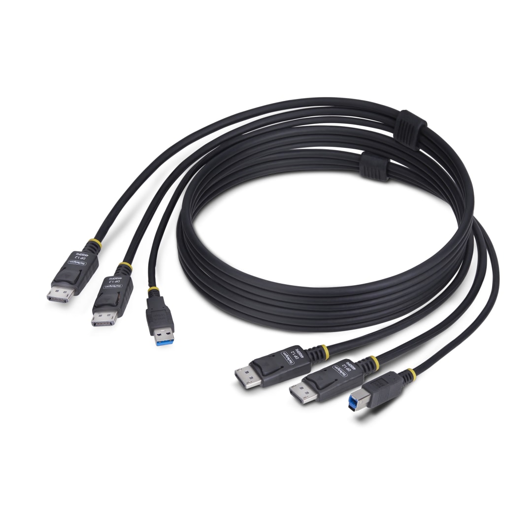 Dual DisplayPort KVM Cable Kit, 2-in-1 DP and USB 6 foot