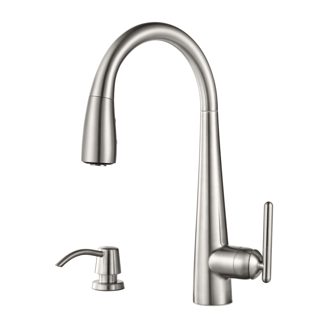 Lita 1-Handle Pull-Down Kitchen Faucet with Soap Dispenser in Stainless Steel