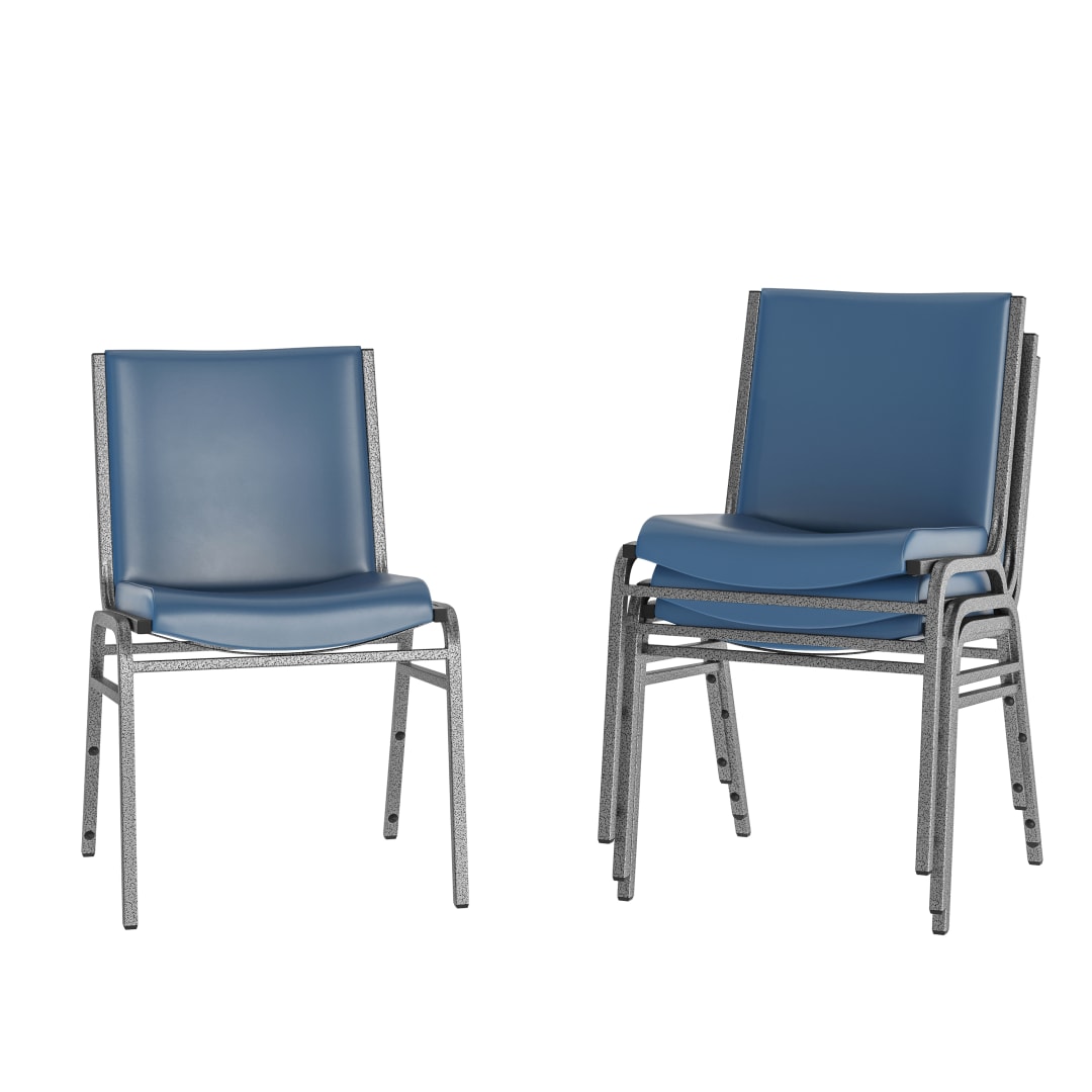 4 Pack HERCULES Heavy Duty Navy Vinyl Stack Chairs