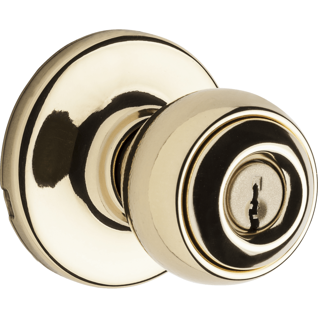 Polo Keyed Entry Knob in Polished Brass