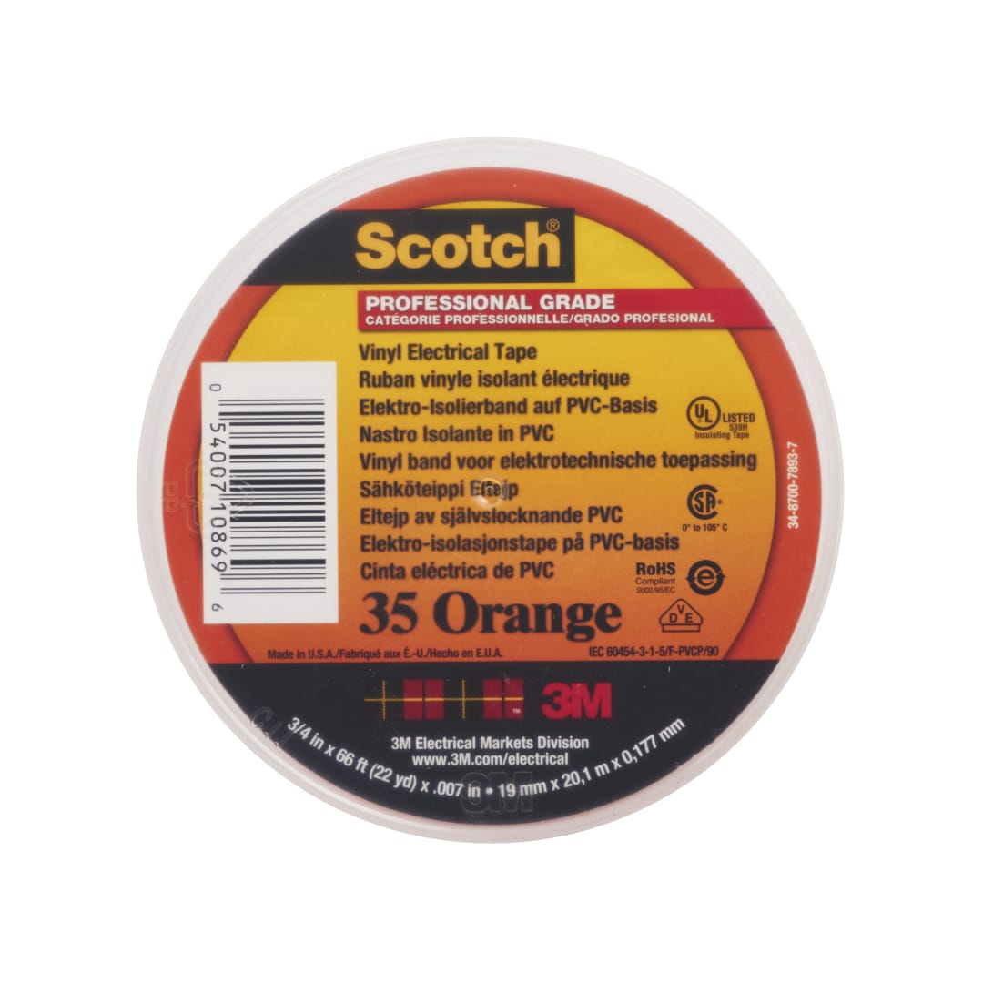 Scotch® 35  Vinil Elektrik Bandı, Turuncu 19 mm x 20 m