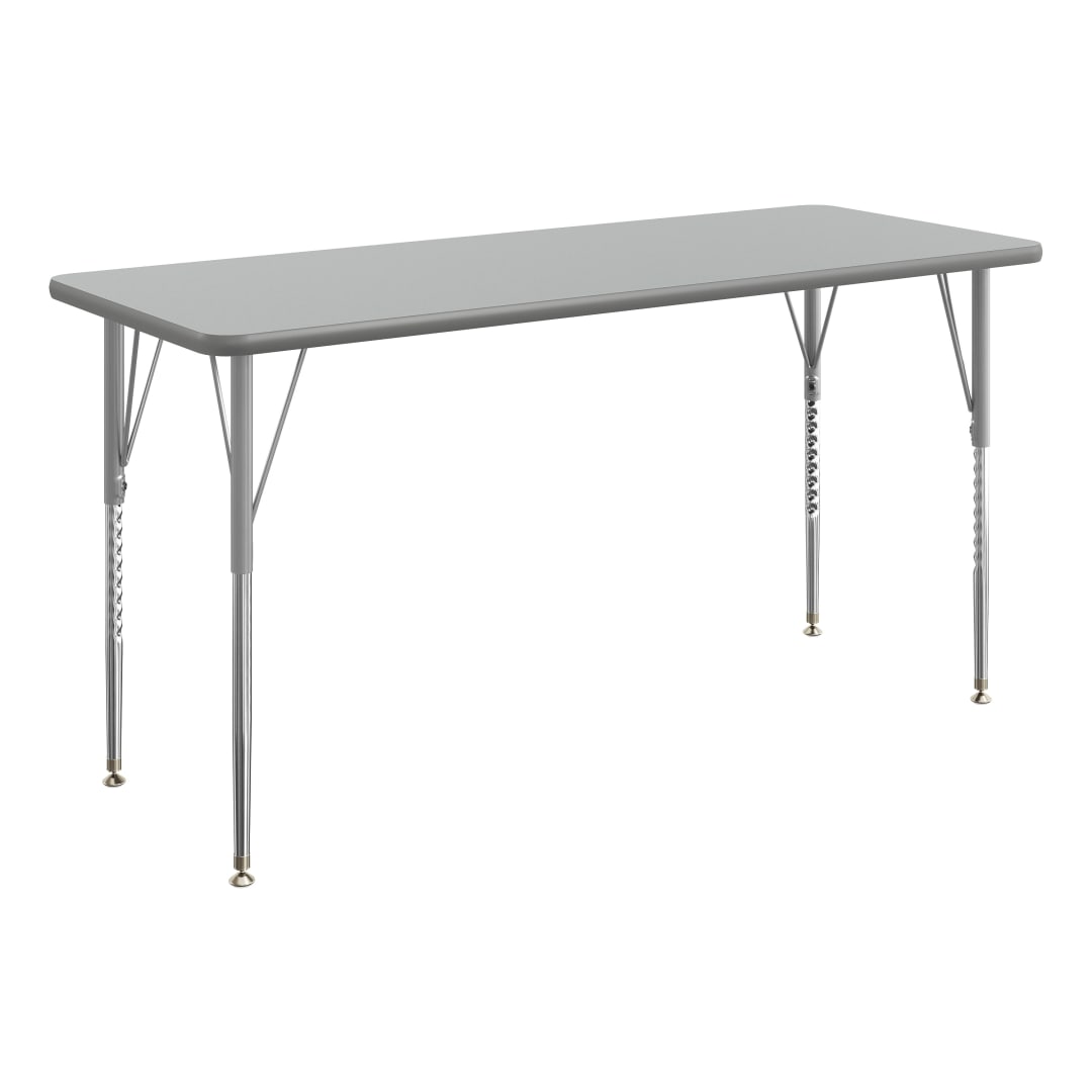 Wren 60" x 24" Adjustable Height Activity Table, Thermal Laminate Top, Standard Legs, Gray