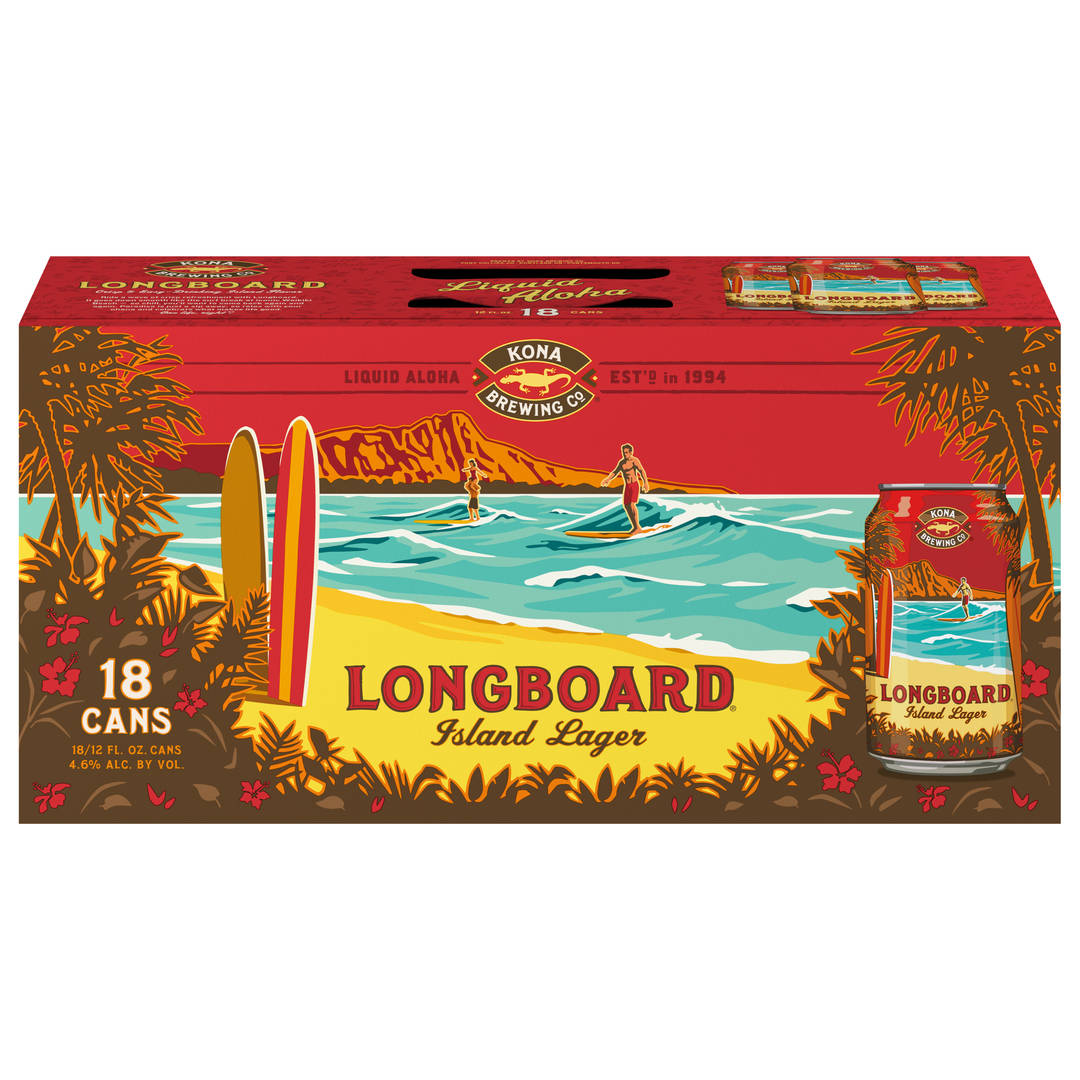 Kona Liquid Aloha Island Lager Longboard Beer 18 - 12 fl oz Cans